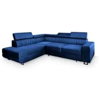 Masseno Ecksofa NOLA L-S mit Schlaffunktion L-Form, Sofa mit Bettkasten, Wohnzimmersofa, Couch, Soffa, Bettsofa, Couchgarnitur- Blau, MONOLITH 77