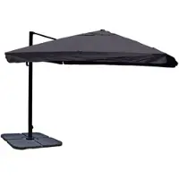 Mendler Gastronomie-Ampelschirm HWC-A96, 3x3m (Ø4,24m) Polyester Alu/Stahl 23kg Flap, anthrazit mit Ständer, drehbar