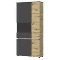 Möbel Kraft Vitrine Soft-Close ¦ grau ¦ Maße (cm): B: 91 H: 199 T: 40.0