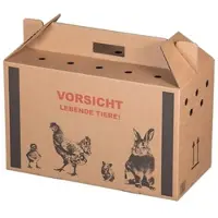 VEPATIM 10x Transportkarton für Kleintiere 480x230x300mm mit Tragegriff Luftlöchern und Automatikboden - Größe M