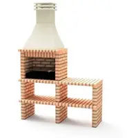 MAESTRO FERRETERO MF - Gartenkamin BBQ KHIVA Plus für Holz & Kohle mit Seitenablage & Grillrost. Orange/Beige (164x58x246 cm). REF: M01023. Für den Außenbereich.