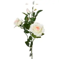 Décoris Künstliche Rose 3-k√∂pfig mit Stiel 77cm - Kunstblumen Seidenblumen Dekoblumen Blumendeko Stielblumen Blumen Deko Hochzeit Valentinstag Kunstrose Weiß