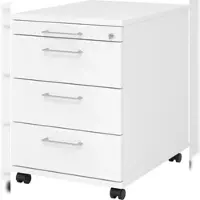 Bümö Rollcontainer mit Schubladen, Container abschließbar aus Holz in weiss - Rollwagen für's Büro als Schreibtisch Unterschrank, Bürocontainer od.