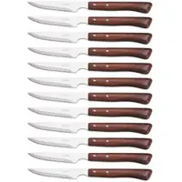 Arcos Table Messer - Box 12 Stück Steakmesser Tafelmesser - Klinge Nitrum Edelstahl 110 mm - HandGriff Pack-Holz Farbe Braun (12 pcs)