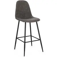 Bizzotto Barhocker New Irelia aus Kunstleder, modern mit Fußstütze, dunkelgrau, 2er-Set