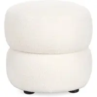 Bizzotto Hocker Gabby aus Boucle-Stoff, modern gepolstert, rundes Design, Weiß, Indoor