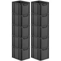 Proregal SparSet 10x Eurobox Nextgen Color HxBxT 32x30x40cm 30 Liter Griffe Schwarz Geschlossen Schwarz Eurobehälter Transportbox Transportbehälter