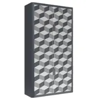 PaperFlow easyOffice Rollladenschrank Motiv Würfelmuster silber, 110x204x41.5 cm