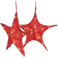 Britesta 2er-Set faltbare Weihnachtssterne, LED-Beleuchtung, glitterrot, Ø 65cm