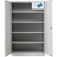 Proregal Stahlschrank BEE mit 5 lackierten Fachböden | HxBxT 195x120x60cm | Grau-Grau | Werkstattschrank Werkzeugschrank Aktenschrank Universalschrank