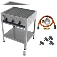 ChattenGlut ChattenTec Professional doppelwandiger Gastrobräter 3-flammig Standgerät 12 kW, Flüssiggas 650x530x830 mm mit Gewerberegler und Rost