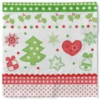 Sovie HORECA Serviette Christmas in Rot-Grün aus Tissue 33 x 33 cm, 100 Stück