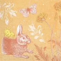 Mank Serviette aus Tissue - Peter in Curry/Orange, 40 x 40 cm, 100 Stück - Ostern Osterhase Osterfest Frühling Hase Kaninchen