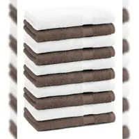 Betz 10 Stück Gästehandtücher PREMIUM 100% Baumwolle Gästetuch-Set 30x50 cm Farbe nussbraun und weiß