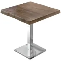 GGM Möbel PMD | Bistro Baumkanten Tisch | Quadratisch | 60 x 60 x 77 cm | Walnuß / Edelstahl