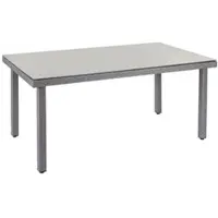 Mendler Poly-Rattan Gartentisch Cava, Esstisch Tisch mit Glasplatte, 160x90x74cm grau