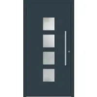 Haustuerenland.de Aluminium RC2 Haustür "DORA" flügelüberdeckend 78 mm Anthrazit RAL 7016 innen öffnend DIN rechts