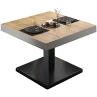 GGM Möbel BM | Bistro Loungetisch | B:T:H 70 x 70 x 41 cm | Eiche / Schwarz
