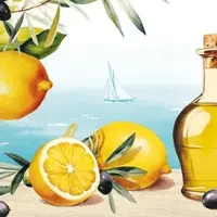 Mank Tissue Serviette Olives & Lemons, 40 x 40 cm, 3-lagig, 100 Stück -
