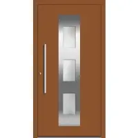 Haustuerenland.de Aluminium Haustür nach Maß "MAluminium" 60 mm RC2 Lehmbraun RAL 8003 beidseitig innen öffnend DIN links