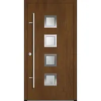 Haustuerenland.de Aluminium Haustür "ANTOINETTE" 92 mm Golden Oak holzähnlich beidseitig innen öffnend DIN links