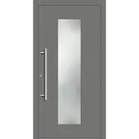 Haustuerenland.de Smarte Haustür "JULE" 79 mm RC2 mit Fingerprint Graualuminium RAL 9007 beidseitig innen öffnend DIN links