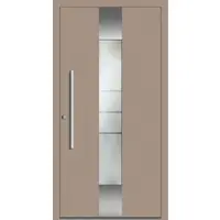 Haustuerenland.de SCHÜCO Aluminium Haustür "AMADEJA" ADS 75.SI RC2 Graubeige RAL 1019 innen öffnend DIN links
