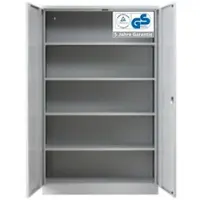 Proregal Stahlschrank BEE mit 5 lackierten Fachböden | HxBxT 195x120x42cm | Grau-Grau | Werkstattschrank Werkzeugschrank Aktenschrank Universalschrank