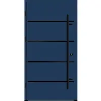 Haustuerenland.de Flügelüberdeckende Aluminium Haustür "FANNIE" 82 mm RC2 BLACKLINE Saphirblau RAL 5003 beidseitig außen öffnend DIN links