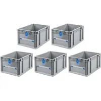 Proregal 5x Eurobox NextGen Insight Cover | HxBxT 22x30x40 | 20 Liter | Niedrig/Blau | Eurobehälter, Transportbox, Transportbehälter