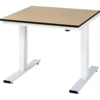 RAU Werktisch Adlatus, elektrisch höhenverstellbar, 22 mm MDF-Platte, bis 300 kg, B 1000 x T 1000 x H 720-1120 mm, braun/lichtgrau