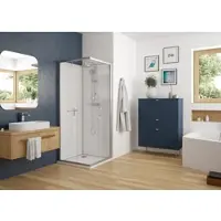 Hoesch Duschabtrennung nUnity Eckversion 900x900 Eckeinstieg mit Schiebetüren und Armatur inklusive 8629421.101401