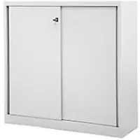 Bisley Schiebetürenschrank ECO, 2 Fachböden, 3 OH, Farbe lichtgrau, H 1181 x B 1200 x T 430 mm