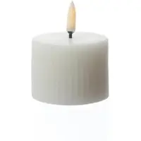 Uyuni LED Mini Kerze Thea mit Rillen Timer bis 400Std. D: 5,8cm weiß