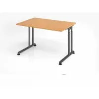 Proregal - Büromöbel mit top Leistungsdaten Schreibtisch Nilo | Buche | Graues Gestell | BxT 120x80cm | Arbeitshöhe 68-82cm | höhenjustierbar, 1cm Raster | C-Fuß-Gestell | Rechteckform