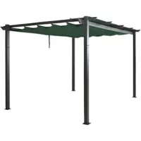 Mendler Aluminium Pergola HWC-N93, Gartenpavillon Pavillon Garten, stabiles 8cm-Gestell Schiebedach UV50+ 3x4m grün