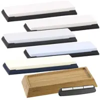 TokioKitchenWare 5er-Set Wasser-Schleifsteine, rutschfeste Halter, Körnung 1000 - 8000