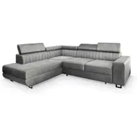 Masseno Ecksofa NOLA L-S mit Schlaffunktion L-Form, Sofa mit Bettkasten, Wohnzimmersofa, Couch, Soffa, Bettsofa, Couchgarnitur- Hellgrau, MONOLITH 84