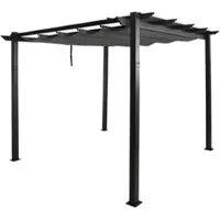 Mendler Aluminium Pergola HWC-N93, Gartenpavillon Pavillon Garten, stabiles 8cm-Gestell Schiebedach UV50+ 3x3m anthrazit