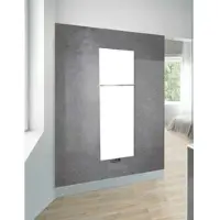 Zehnder Fina Lean Bar Design-Heizkörper, schlank, RAL 9016, 1300 x 48 x 500 mm, mit Handtuchhalter Chrom, 2 Anschlüsse 1/2 Innengewinde, Entlüftungsventil 1/2