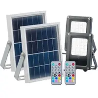 Autre 2er-Set Solar-LED-Fluter für außen, RGBW, 10 Watt, mit Fernbedienung