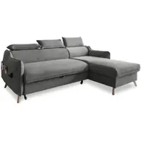Miuform Sweet Harmony - Ecksofa mit Bettfunktion und Bettkasten L-FORM RECHTS - 228x162cm - Velours Grau - Sofa Schlafsofa Couch