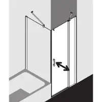 Kermi Pega Pendeltür 1-flügelig mit Festfeld PE1NR10018VZK 100x185cm, silber hochglanz ESG SR Arena C Clean, rechts, auf Duschwanne