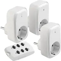 Revolt 3er-Set Funk-Steckdosen mit Fernbedienung, 30 m, 3.680 Watt/16 A, weiß