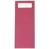 Mank Bestecktasche in Bordeaux 85 x 200 mm, mit 2-lagiger Tissue-Serviette in Weiß - 100 Stück