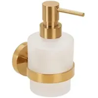 BRILLANTBAD BABLO Seifenspender MINI Messing Gold matt Milchglas 100x75x145 mm, 200 ml für Bad & Küche >> zum Bohren oder Kleben*