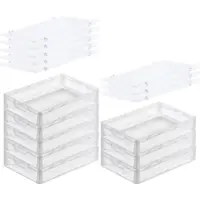 Proregal SuperSparSet 8x Transparenter Eurobehälter LightLine mit Offenem Griff und Scharnierdeckel HxBxT 12 x 40 x 60 cm 24 Liter Eurobox