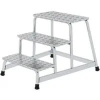 Proregal Arbeitspodest starr | 3 Stufen | Aluminium-Warzenblech | Rutschfeste Kunststoffschuhe