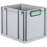 Proregal Eurobox NextGen Color | HxBxT 32x30x40cm | 30 Liter | Griffe grün geschlossen | Glatter Boden | Eurobehälter, Transportbox, Transportbehälter