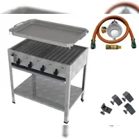 ChattenGlut ChattenTec Professional doppelwandiger Gastrobräter 4-flammig Standgerät 16 kW, Flüssiggas 815x530x830 mm mit Gewerberegler und Rost und Pfanne